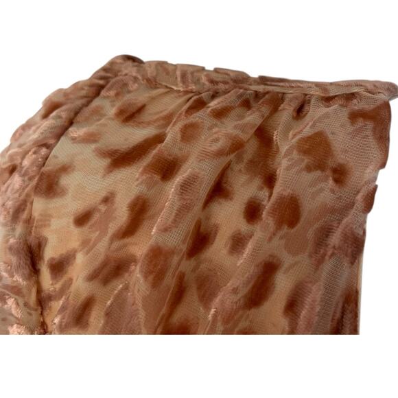 Easel Leopard Animal Print Blouse Peach Semi Sheer Velour V-Neck NWT Boho Glam S - Picture 6 of 11